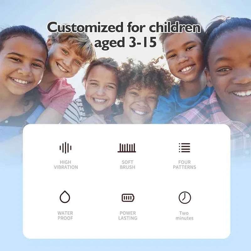 Sonic Children Electric Toothbrush Bright Cartoon With Replacement Heads Ultrasonic Rechargeable Soft Hair Brush Oral Cleaning
