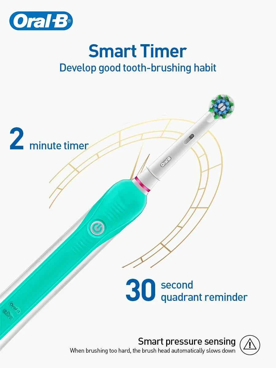 Oral B Pro600 Electric Toothbrush Rotation Oral Cleaning Teeth Whitening Cleaner Brush  2 Mins Timer Rechargeable Toothbrush