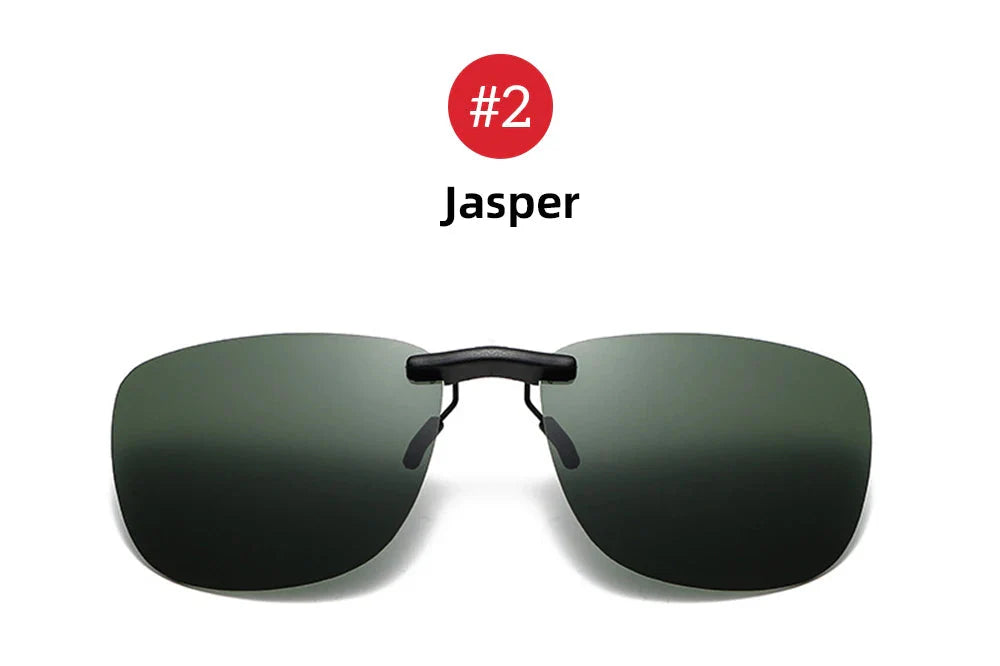 Square Clip On Sunglasses Women Polarized Black Lens UV400 Night Vision Driving Men Goggles Clips Anti Glare Vintage Glasses