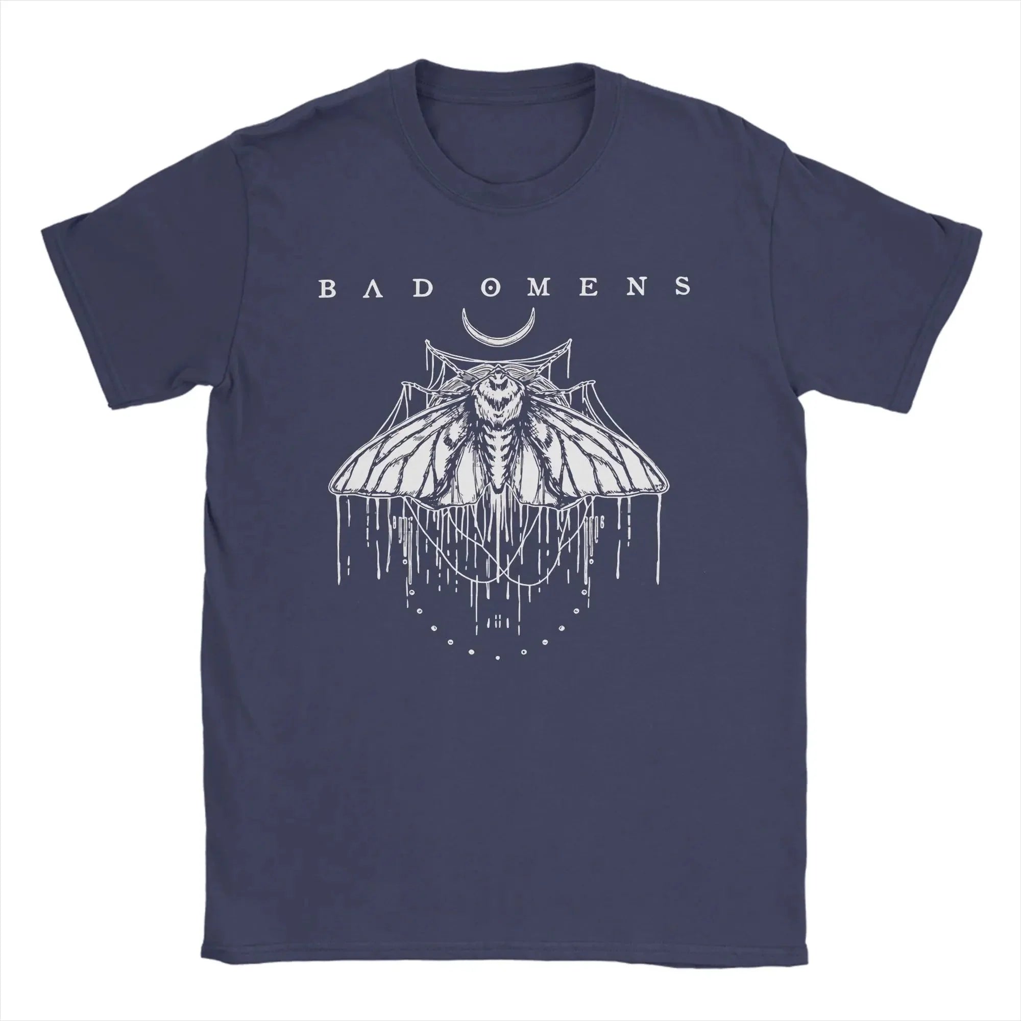 Men's T-Shirts Bad Omens Moth Casual 100% Cotton Tee Shirt Short Sleeve  T Shirt Round Collar Tops Big Size