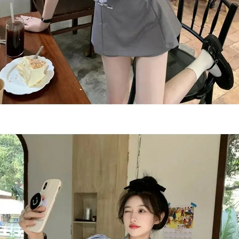 Bow-rinked Striped Shirt for Women Summer French Sweet and Spicy Puff Sleeve Shirt Short Short Sleeve Top