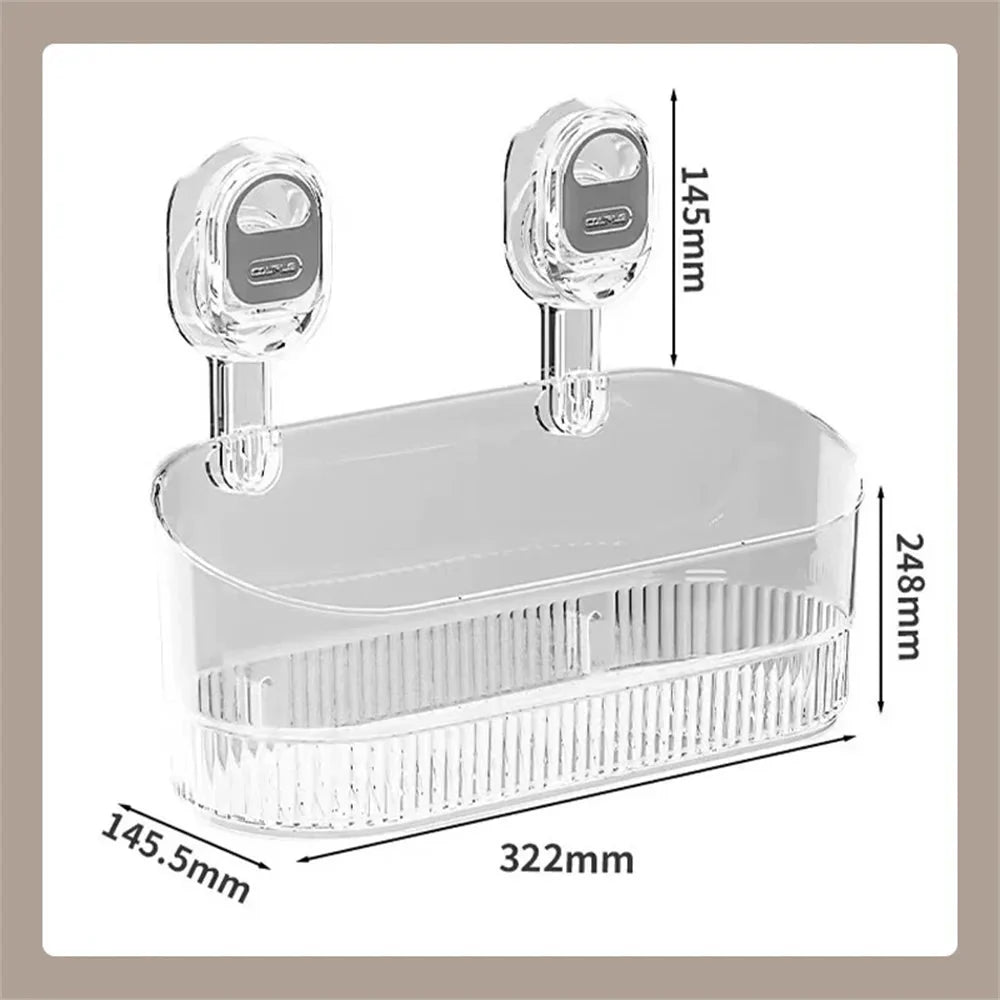 Multi-functional Bathroom Shelf with Suction Cup No Drilling Needed Shower Caddy for Shampoo Conditioner Soap Razors kitchen ﻿