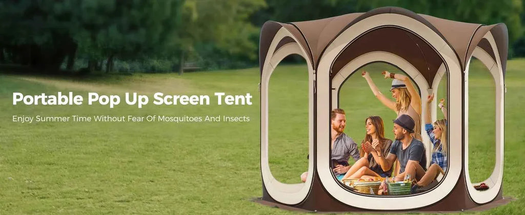 Oxford Screen Pop Up House Room Tent Canopy Sun Shade Shelter Portable Gazebo for Patio Backyard Deck and Outdoor Activities