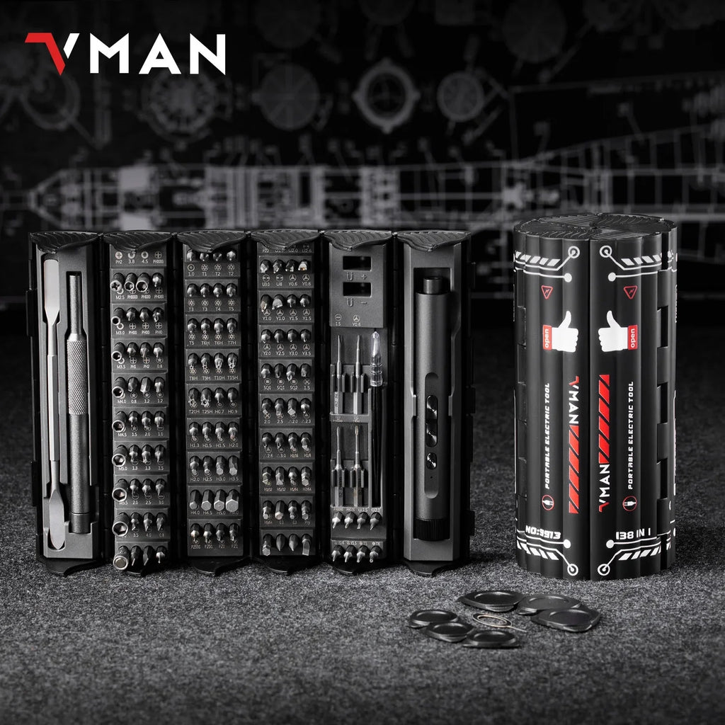 138 In 1 Electric Professional Screwdriver Set Cordless Multifunctional iPhone & Glasses Repair Tool Magnetic Bit Household Kit