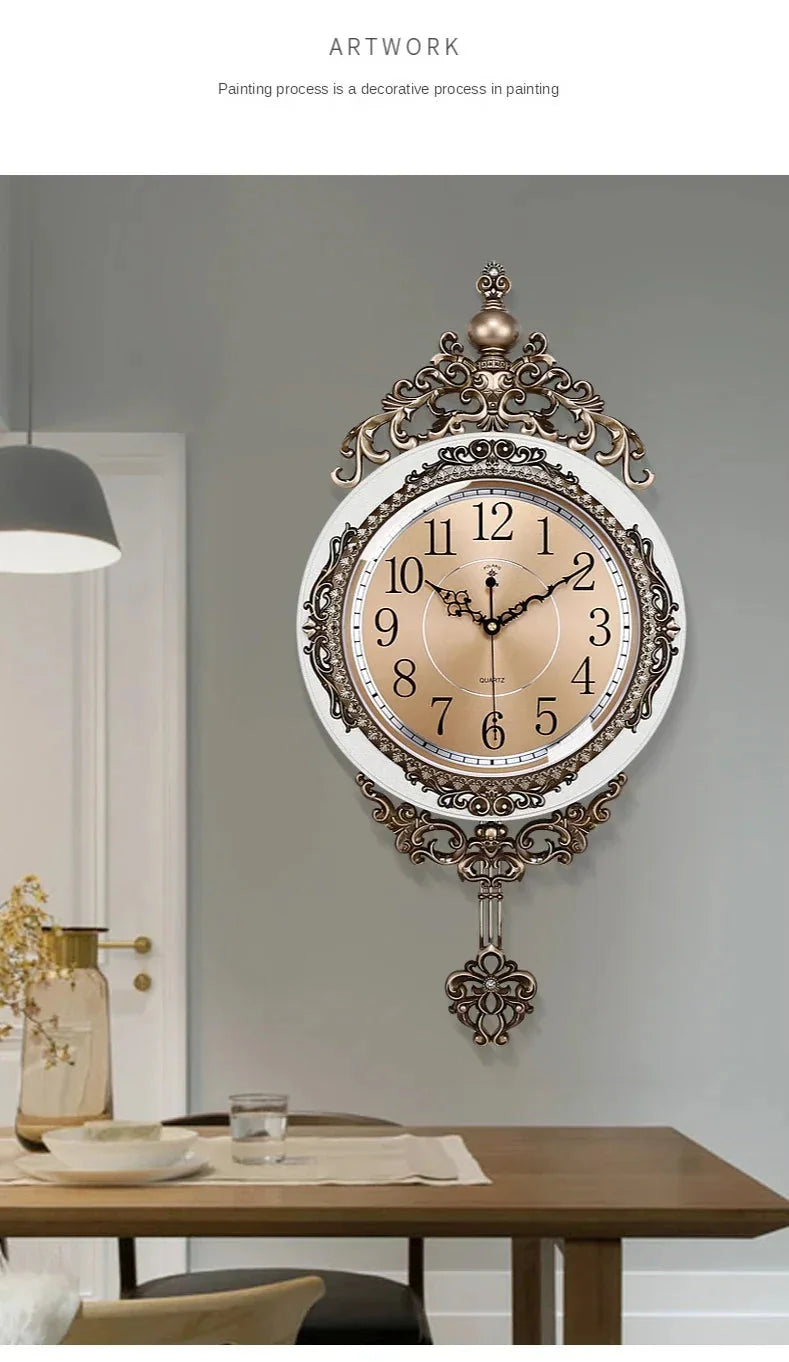 Large Luxury Gold Wall Clock Living Room Silent Creative Swing Wall watches Bedroom Quartz Clocks Wall Home Decor