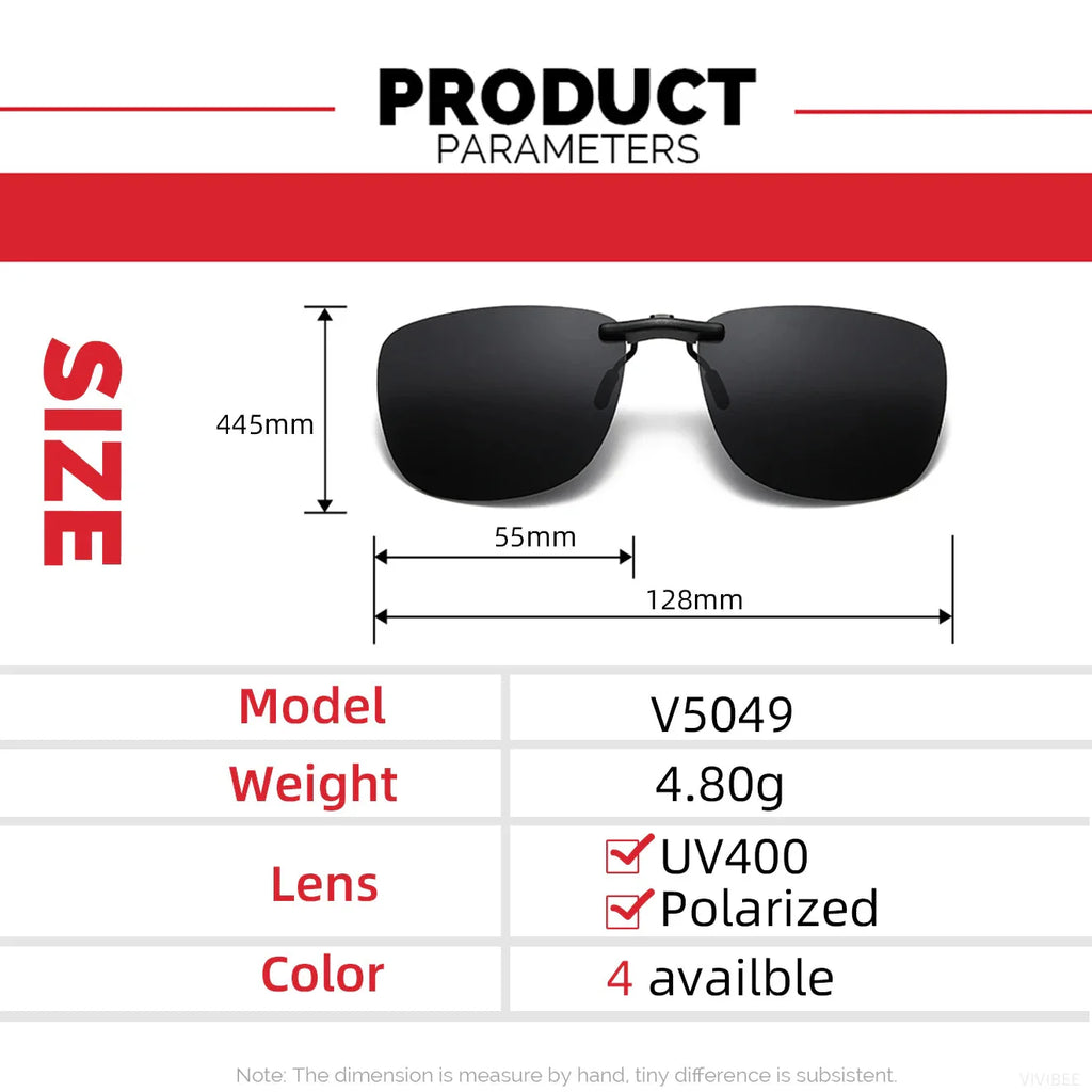 Square Clip On Sunglasses Women Polarized Black Lens UV400 Night Vision Driving Men Goggles Clips Anti Glare Vintage Glasses