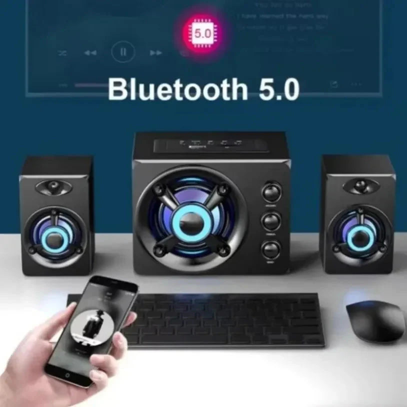 HIFI 3D Stereo Speakers Upgrade With LED Light AUX USB Wired Wireless Bluetooeh 5.0 Audio Home Theater Surround Sound Bar TV