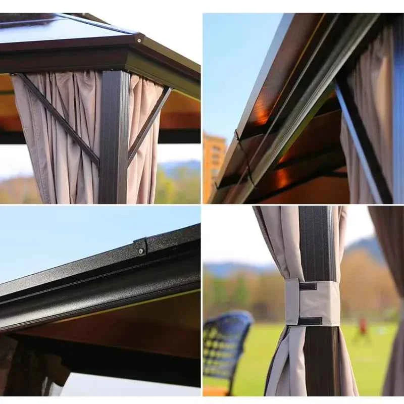 Direct Sales Double Roof Gazebo Aluminum Frame Waterproof Sun Shelter for Garden Outdoor Patio Rustproof Canopy
