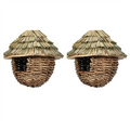 Hand-Woven Natural Grass Bird House - Hanging Outdoor Hummingbird Nest