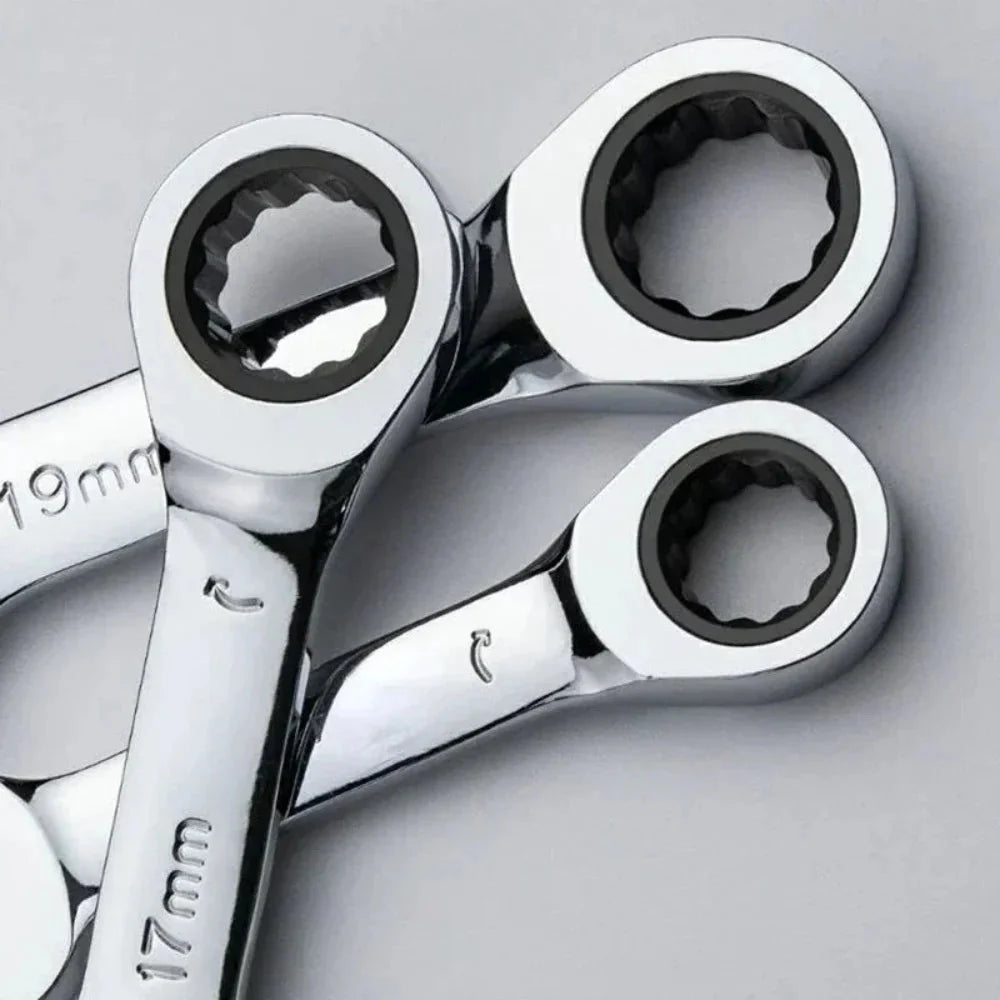 6-19mm Short Handle Quick Ratchet Wrench 72 Teeth Multi Functional Portable Short Dual-use Plum Blossom Small Wrench Hand Tools