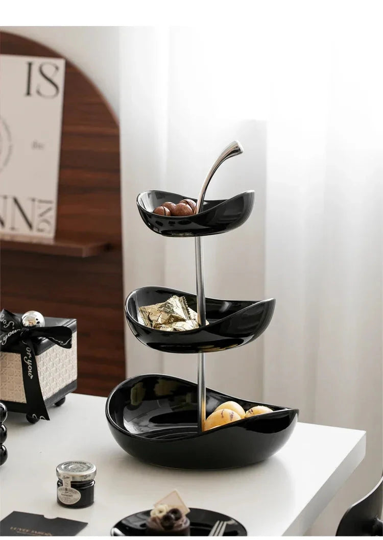 Fruit Plate Home Living Room Coffee Table Ornaments Candy Dish Placed Snack Tray Multi-layer High-grade Fruit Plate