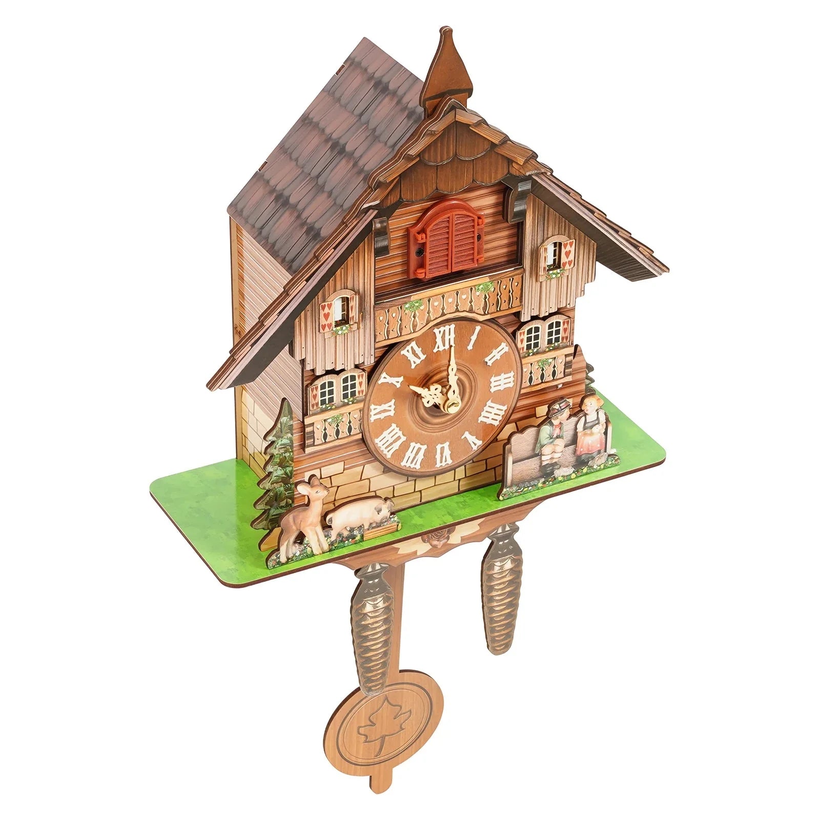 Nordic Style Designed Hanging Handmade Wood Cuckoo Clock w/ Chiming Bird 18"