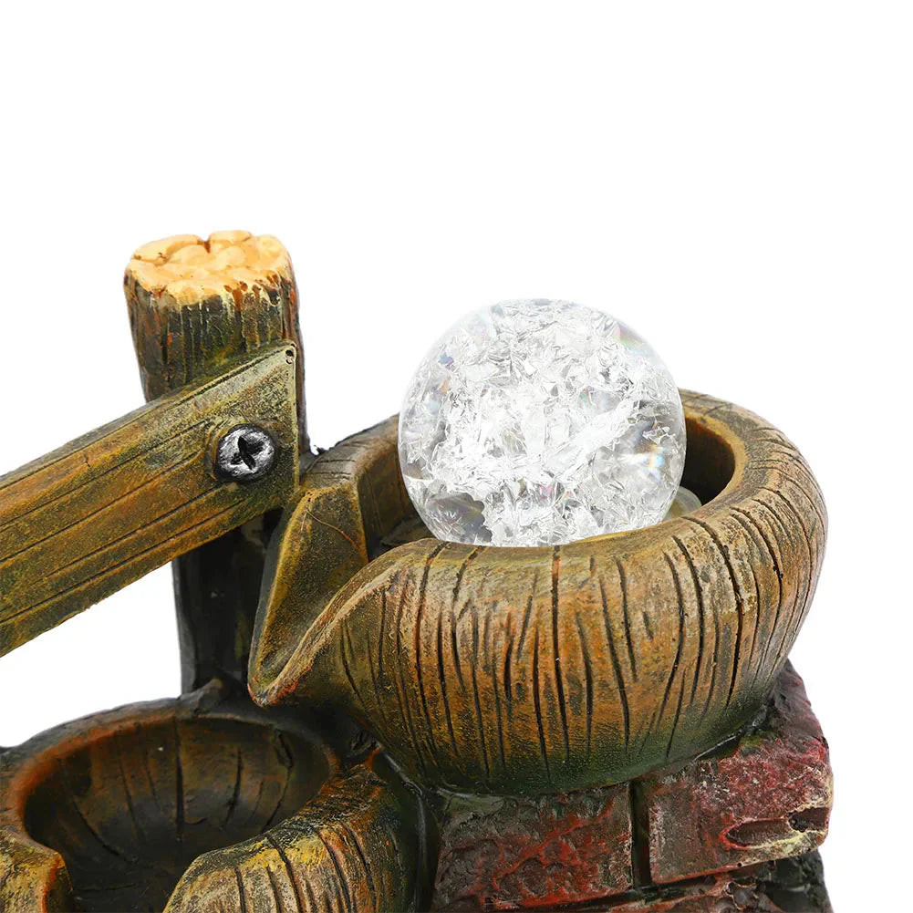 Resin Desktop Fountain Flowing Water Ornament Simulation Landscape Desktop Decoration for Home Hotel Office EU Plug