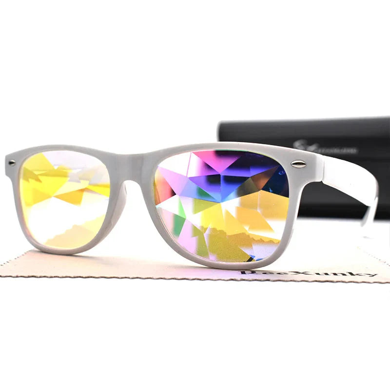 Classic Square Party Sunglasses Women Men Fashion EDM Light Diffraction Futuristic Rave Festival Sun Glasses Psychedelic Prism