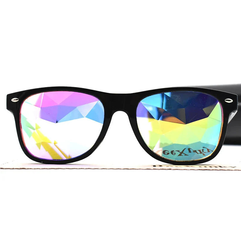 Classic Square Party Sunglasses Women Men Fashion EDM Light Diffraction Futuristic Rave Festival Sun Glasses Psychedelic Prism