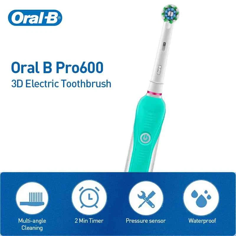 Oral B Pro600 Electric Toothbrush Rotation Oral Cleaning Teeth Whitening Cleaner Brush  2 Mins Timer Rechargeable Toothbrush