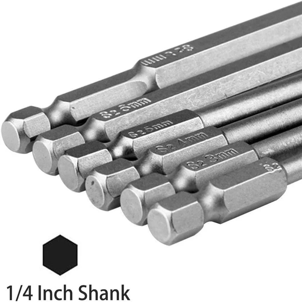 8pcs 100mm Hex Head Allen Wrench Drill Bits Set SAE Metric Allen Electric Hexagonal Bit Screwdriver Socket Bit Power Tool Parts