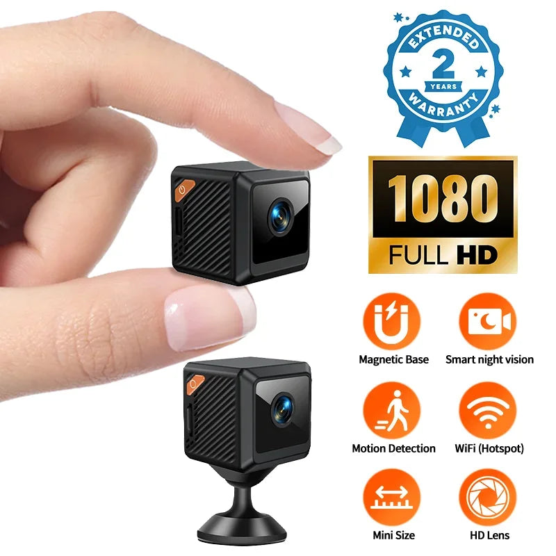 W02 Subminiature 1080P HD WiFi Security Camera - Mini Smart Home Surveillance with Night Vision & Motion Detection