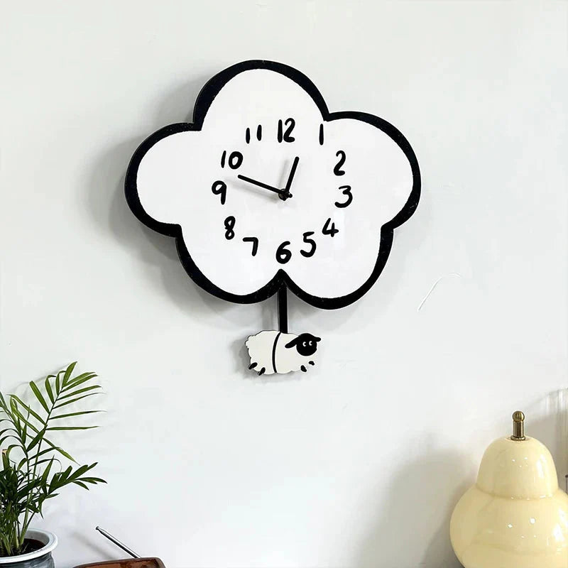 Cartoon Silent Swinging Wall Clock - Cute Home Decor for Living Room Bedroom - Room Decoration Silent Wall Clock