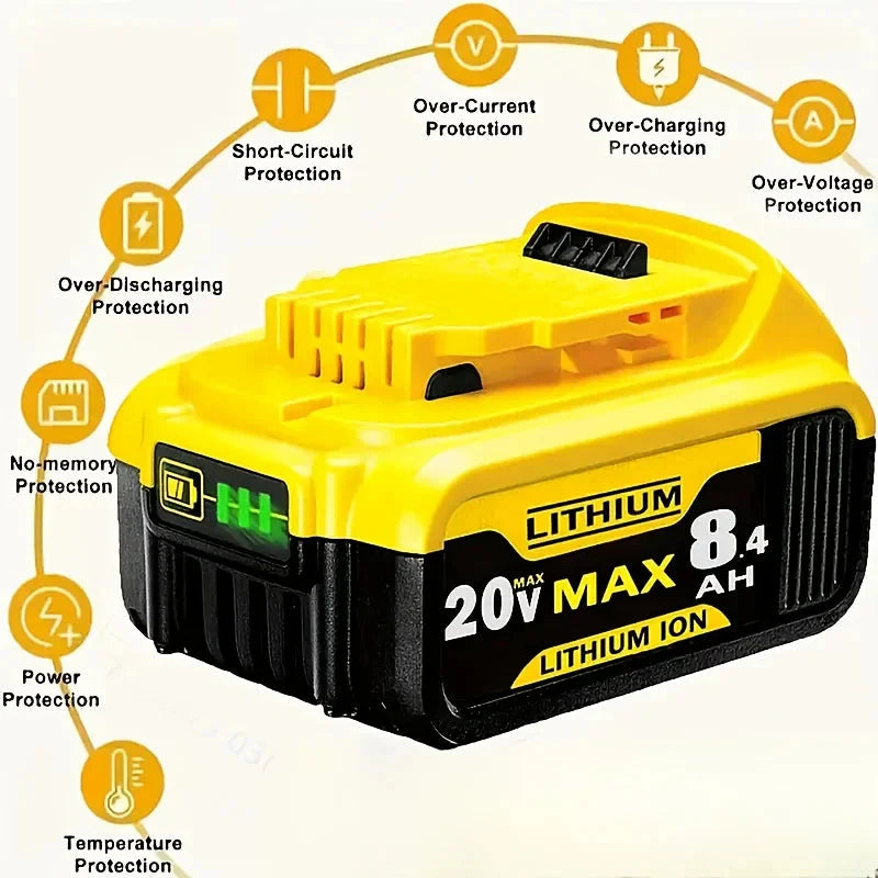 For Dewalt 20V 8.4Ah Battery Pin DCB205 Hand Drill Electric Tool 18650 Lithium Battery Power Battery DCB206-2 DCB205-2 DCB205