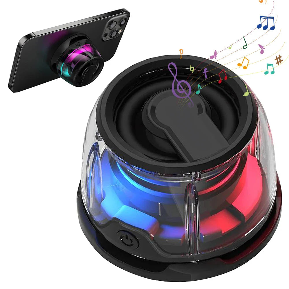 Magnetic Portable Bluetooth Speaker Mini Sound Box HiFi Stereo Soundbar Wireless Loudspeaker with LED Color Light Phone Holder