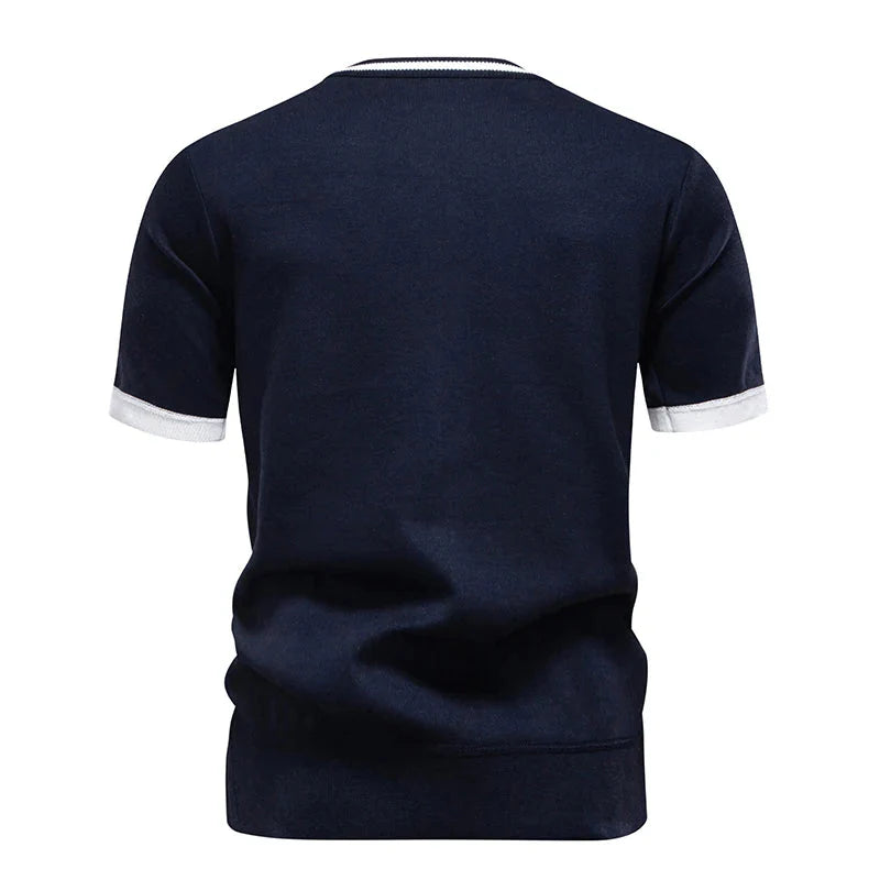 Mens Summer Knit T shirts Crew NecK Ribbed Tee Shirts Short Sleeve Stretch Tee Soft Comfortable Casual Shirts