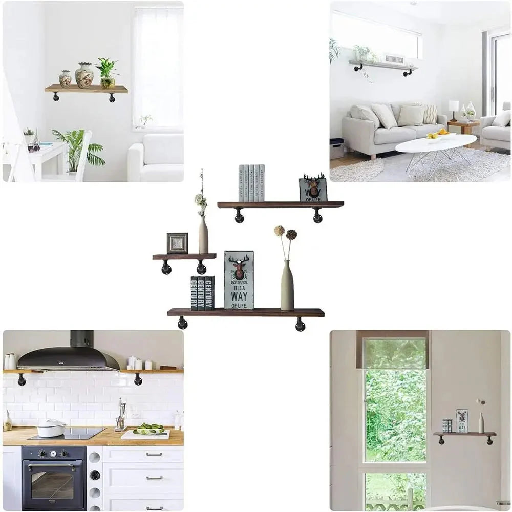 Replacement Heavy Duty Floating Shelf Brackets Black Coated Metal Cast Iron Shelves Brackets Wall Mount Wall Shelf Support