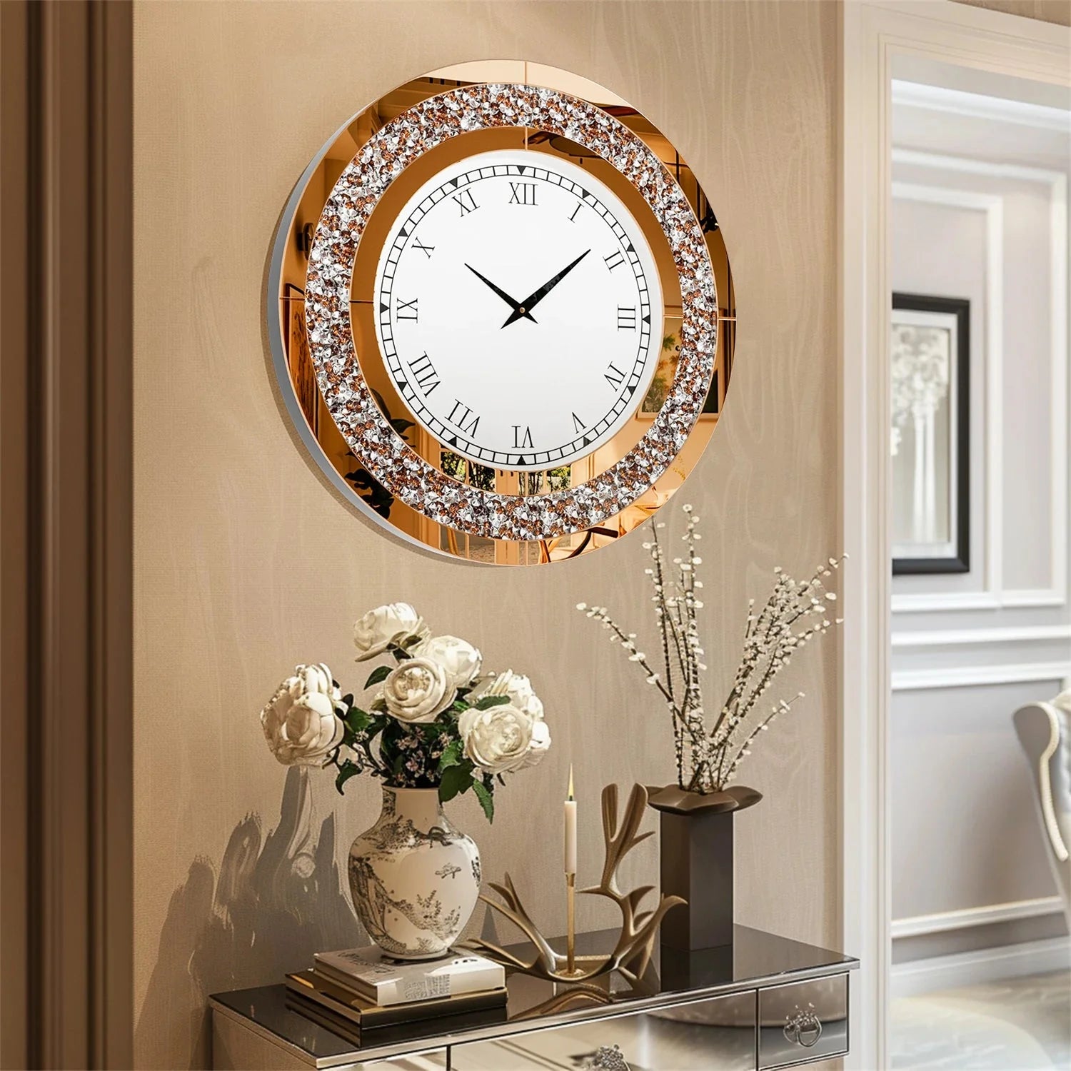 Sparkle & Twinkle Shining Mirrored Luxurious Home Modern Wall Clock 23" or 31"