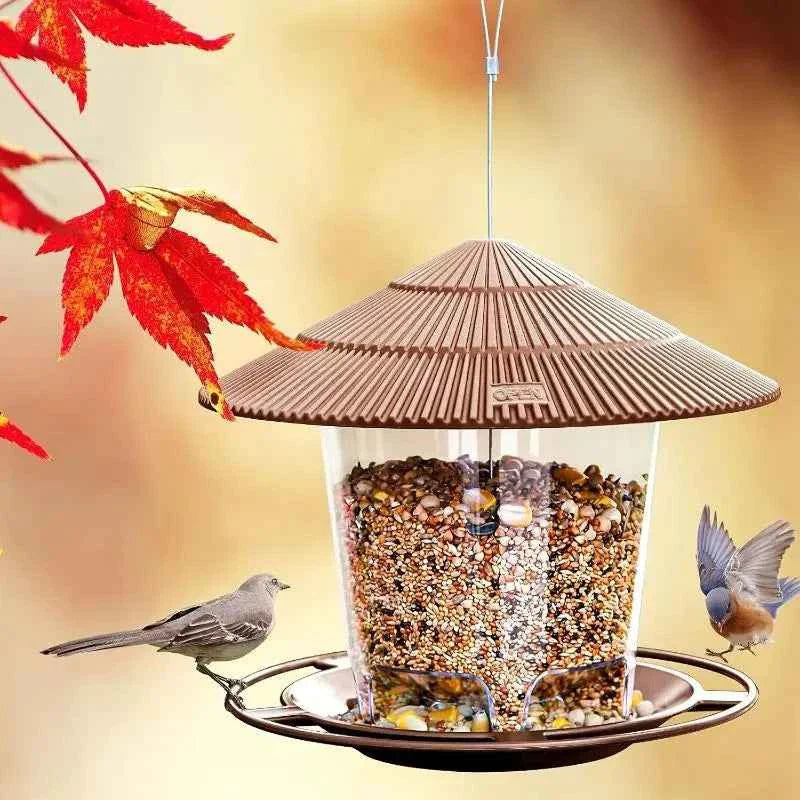 Bird Feeder Automatic Hanging Outdoor Garden Gazebo  Bird Feeding Container With Hang Rope House Decor Pet Supplies