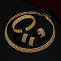 Handmade Jewelry Set Gold Plated Dubai Arabic Bridal Necklace Bracelet Earrings Ring Sets Women Wedding Party Gifts