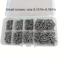 Box of 560 Self-Tapping Wood Screw Set - Includes 8 Different Sizes of M2 Phillips Flat Metal Screw Classification Kit