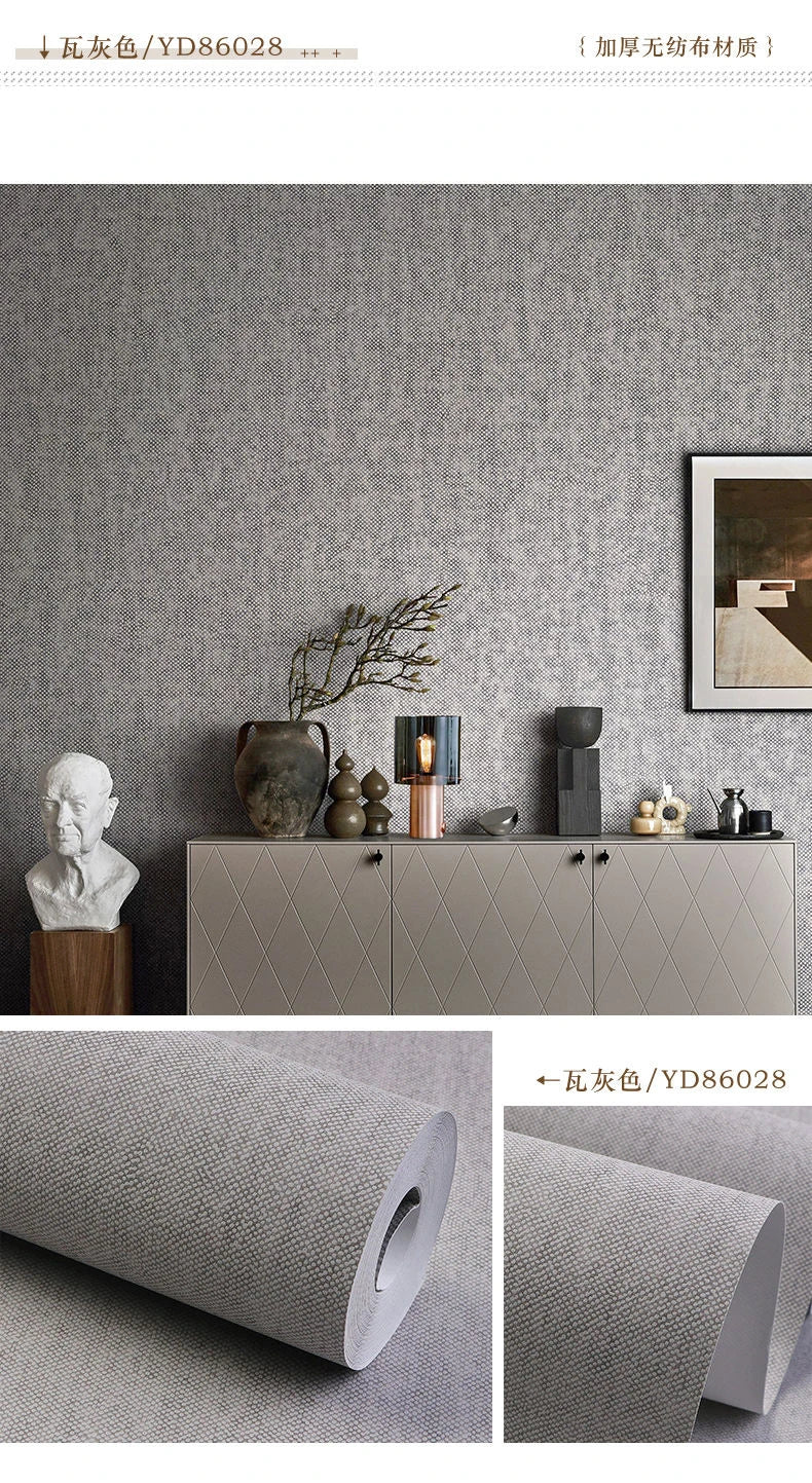 Modern Nordic Linen Textured Wallpaper – Eco-Friendly Non-Woven Solid Color Wall Covering
