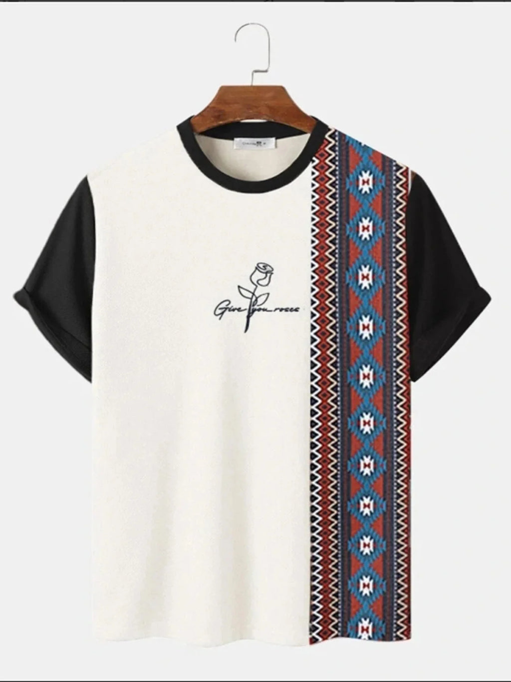 Men's C'EST LA VIE Paris Color Block T-Shirt Beige Gray Brown Casual Short Sleeve Fashion Top