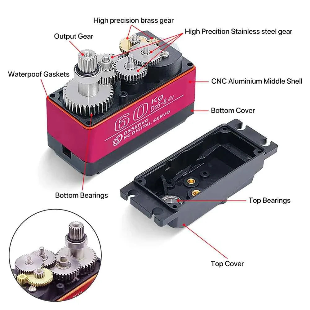 RC Steering Servo High Torque Servo Waterproof 60Kg 80Kg 150Kg 1/5 1/6 servo HV Metal Digital for  HPI Baja 5B SS RC Car