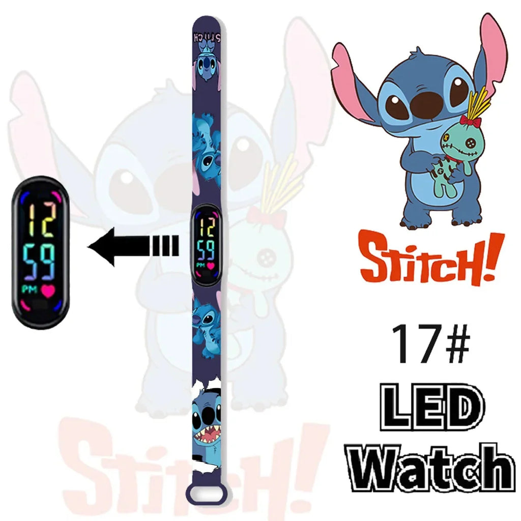 Disney Stitch Digital Kids' Watches Anime Figures LED Luminous Watch Touch Waterproof Electronic Sports Watch Kids Birthday Gift