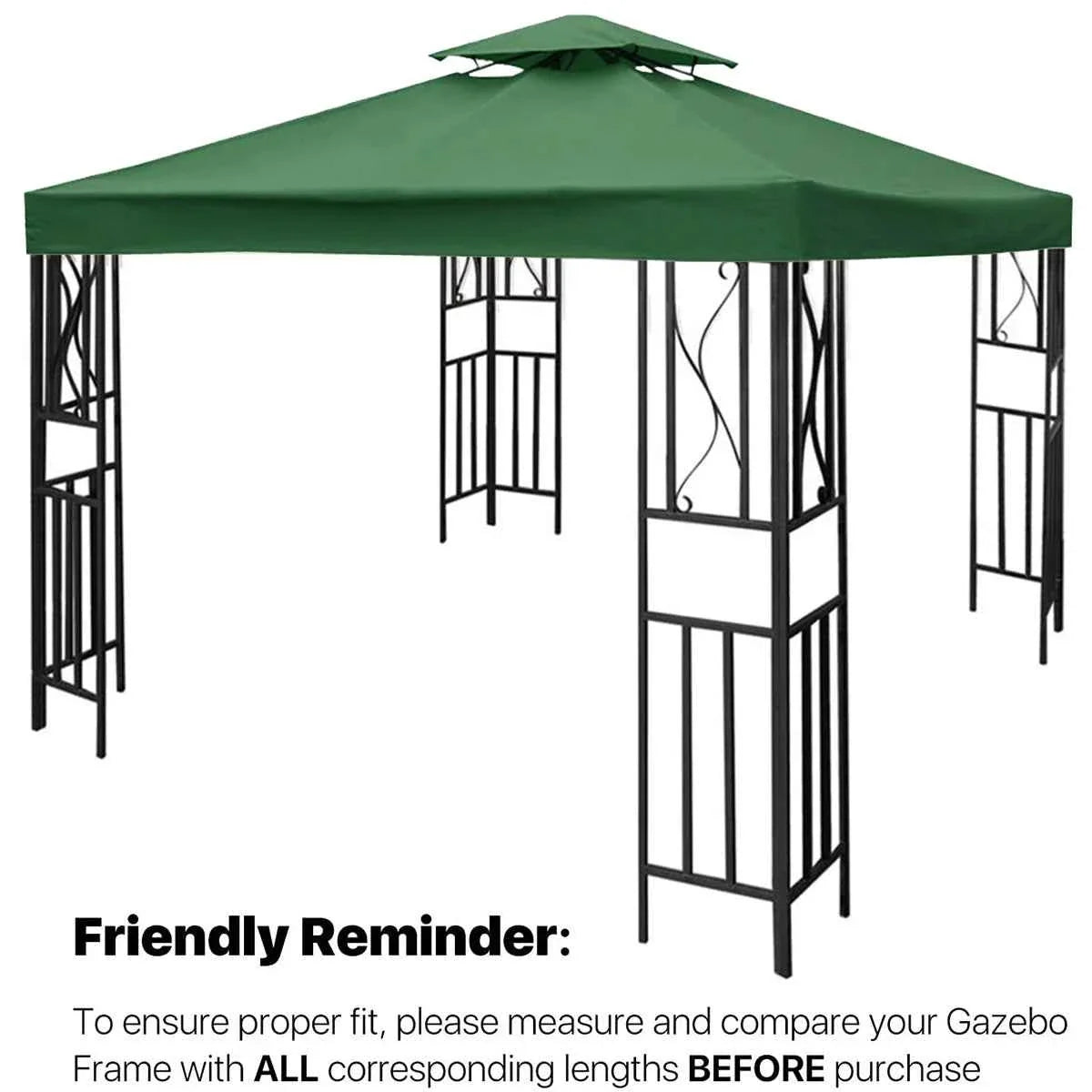 3x3m 2-Tier Garden Gazebo Replacement Canopy - Waterproof Oxford Patio Tent Roof