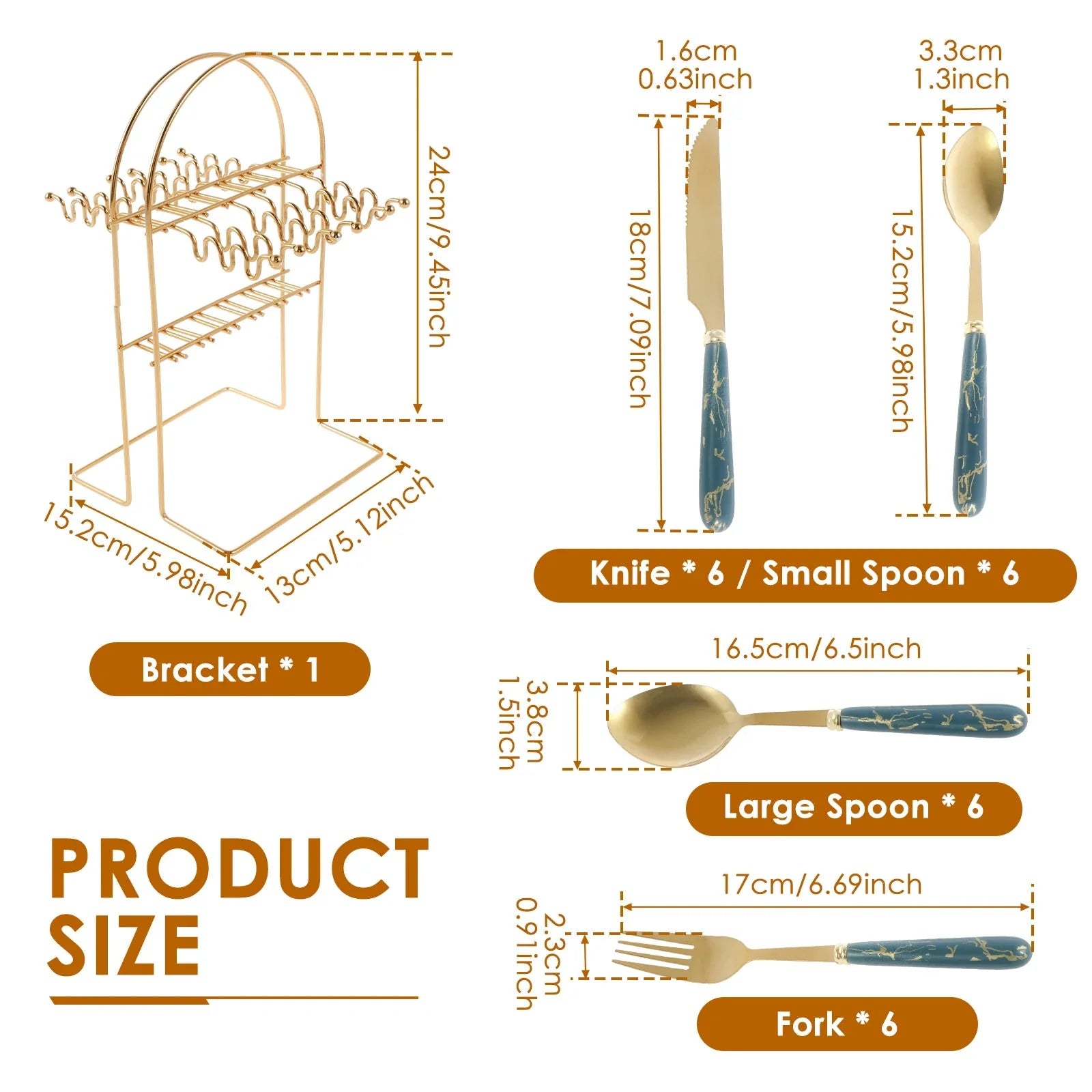 24 Pcs Silverware Set with Hanging Holder Stainless Steel Flatware Set Service for 6 Utensils Set Mirror Polished Tableware Set