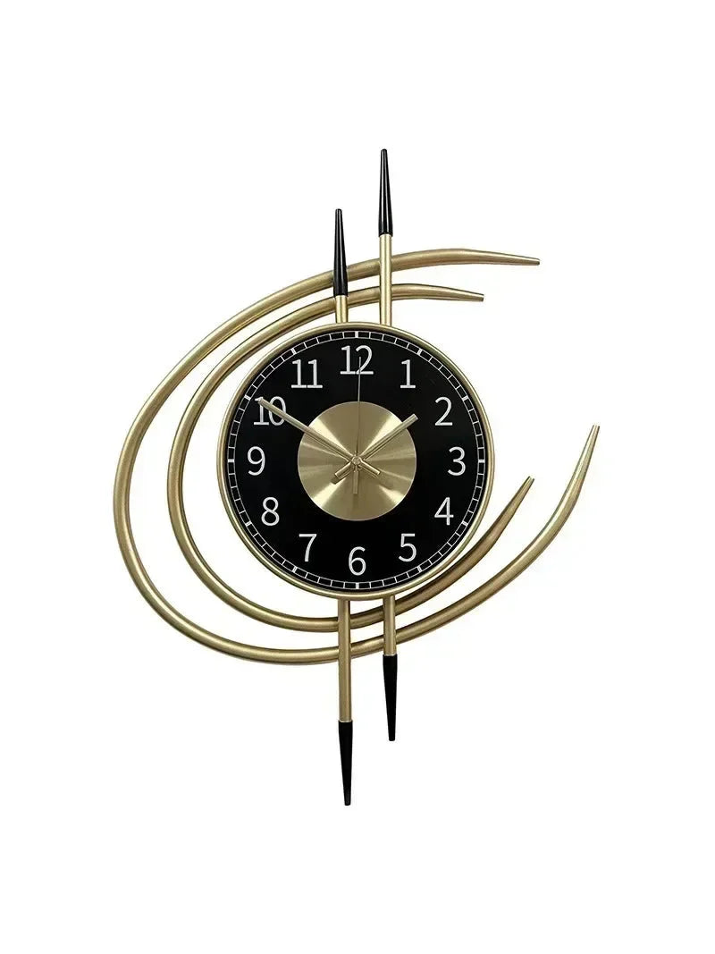 54cm Storm Eye Modern Wall Clock, Large Black Dial Metal Silent Analog Clock, Gold Luxury Decorative for Living Room Bedroom