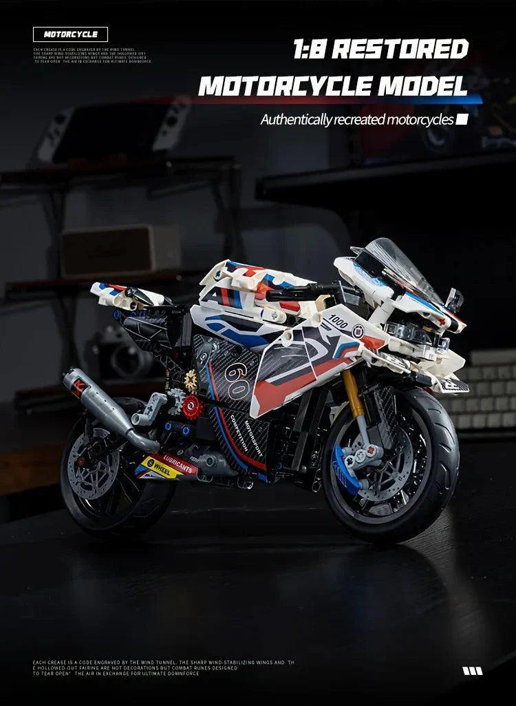 1:8 Motorcycle Building Blocks Set Super Motorbike Model Kit Technical Racing Kids Assembled Toys Gifts For Boys And Girls