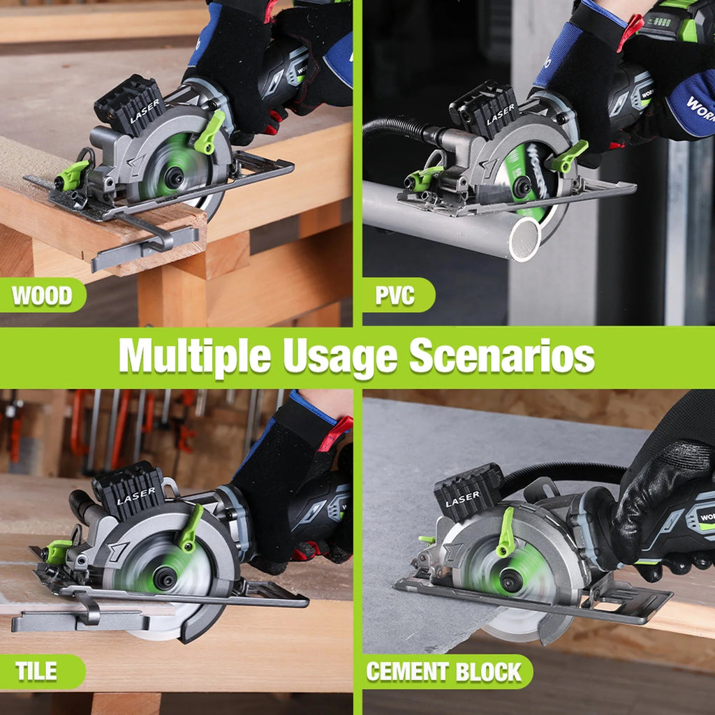 WORKPRO 20V Cordless Electric Circular Saw With Laser For Wood Ceramic Tile 115 mm Saw Blade 710W Electric Circular Saw No Laser