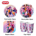 K-Pop Demon Hunters Birthday Decorations Girls Birthday Party Tableware Balloons Set Cup Plates Girls Favor Kpop Warriors Supply