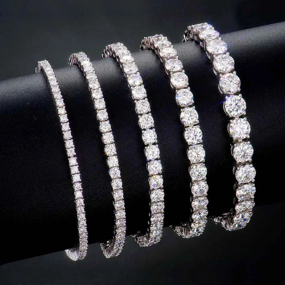 100% Real Moissanite Tennis Bracelet 925 Sterling Silver Plated 18K Gold with GRA Bracelet for Women Man Sparkling Party Jewelry