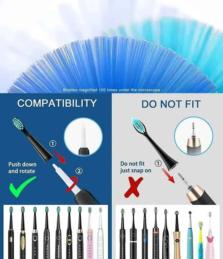 Premium Replacement Brush Heads - Compatible with Fairywill/Seago FW-507/508/515/551/917/959 - Dupont Bristles 5-10Pcs