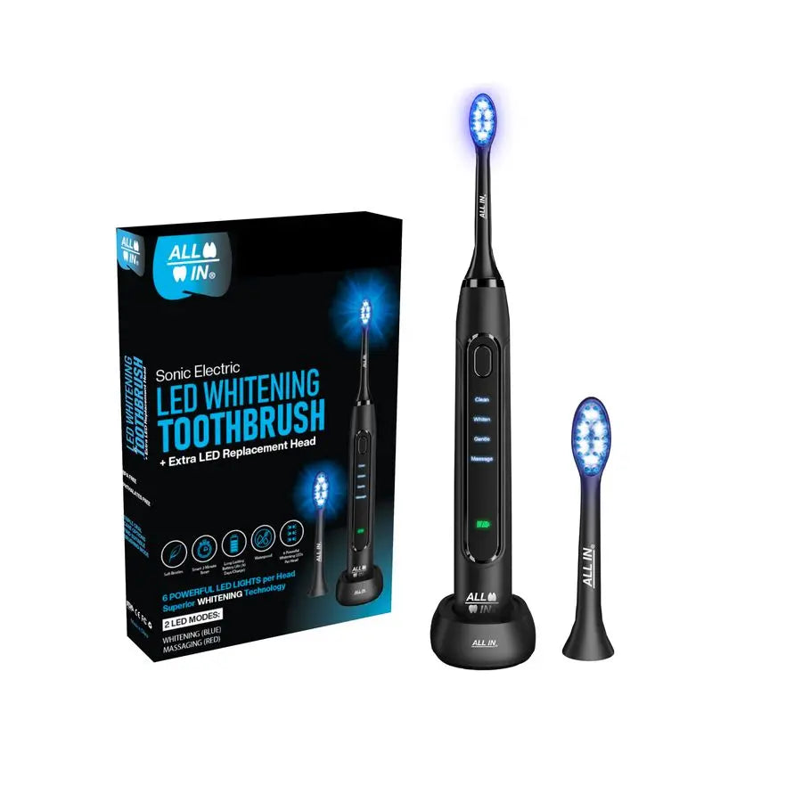 Sonic Rechargeable LED Whitening Toothbrush Blue amp RED LED Light Technology 4 Advanced Deep Cleaning Modes with a Timer Adult