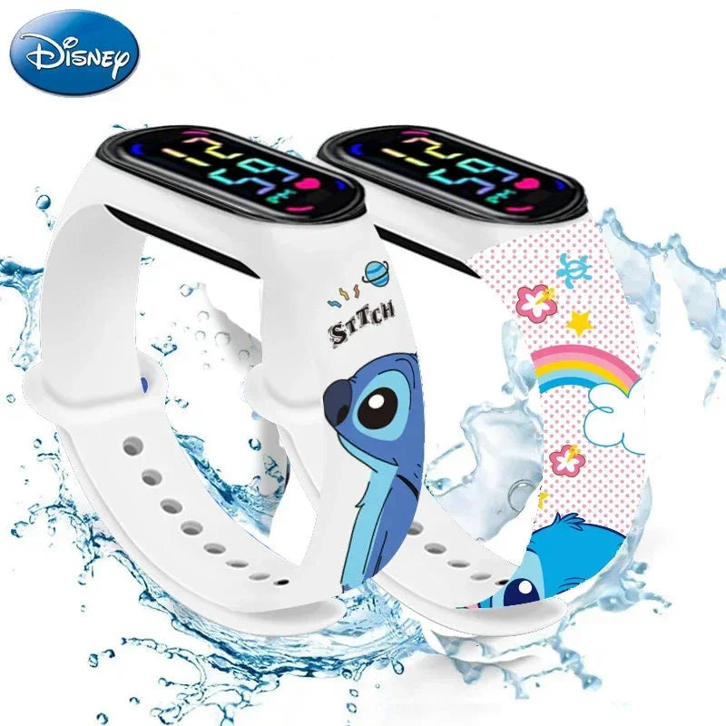 Disney Stitch Digital Kids' Watches Anime Figures LED Luminous Watch Touch Waterproof Electronic Sports Watch Kids Birthday Gift