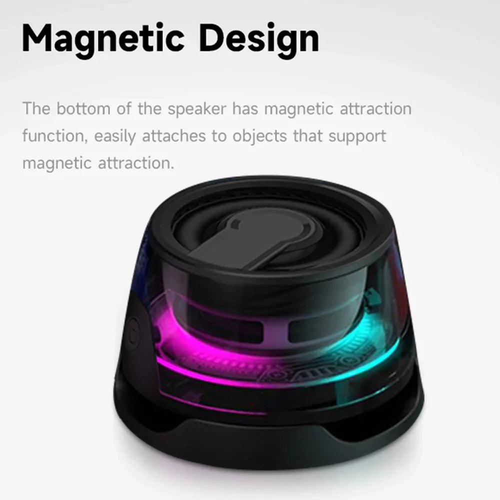 Magnetic Portable Bluetooth Speaker Mini Sound Box HiFi Stereo Soundbar Wireless Loudspeaker with LED Color Light Phone Holder