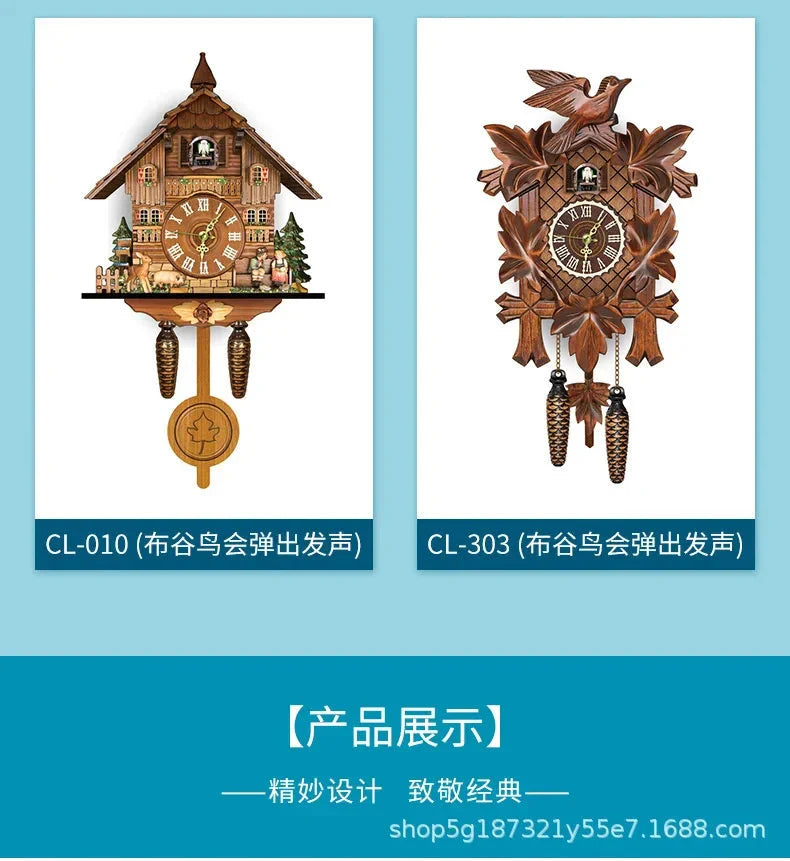 Wooden Hanging Wall Clock Bird Alarm Clock Cuckoo Clocks For Home Decoration Quartz Watch Decorative Home Decor