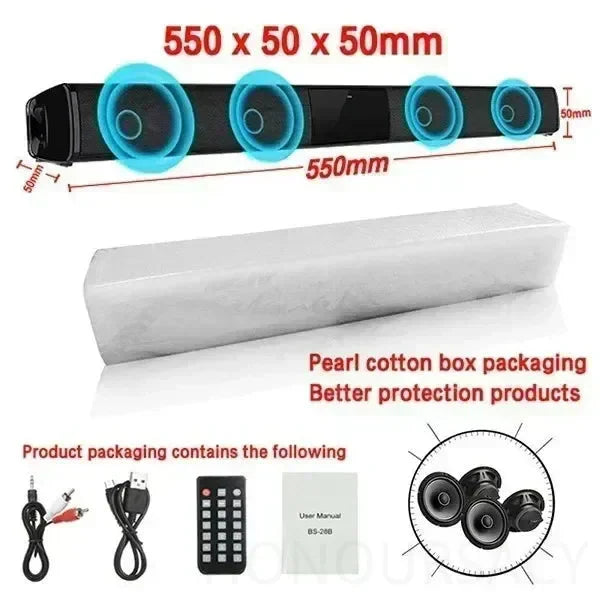BS-28B High Quality Bluetooth Speaker High Power Wallmounted Wireless 40w Sound Bar Stereo Home Theater TV Strong Bass Sound Bar