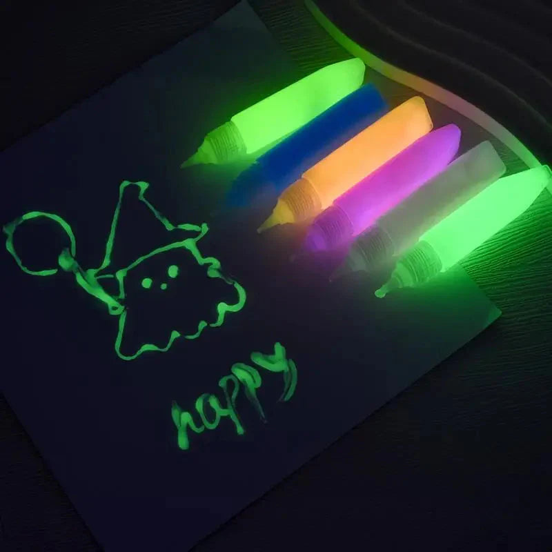 6ml Water-Based Luminous Paint Long Lasting Fluorescent Pigment Paint Glow In Dark Acrylic  Painting Water Color Artwork Party