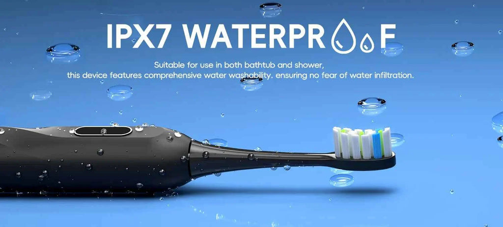 IPX7 Waterproof Sonicare Electric Toothbrush, 4-Hour Fast Charge with Intelligent Time Reminder, 4 Modes, 8 Brush Heads, Travel
